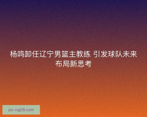 杨鸣卸任辽宁男篮主教练 引发球队未来布局新思考 杨鸣卸任辽宁男篮主教练 引发球队未来布局新思考